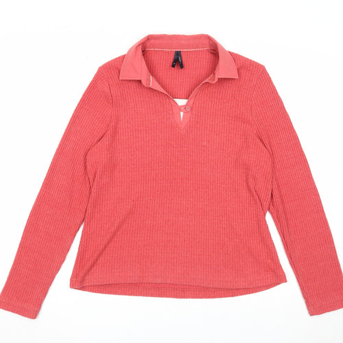 DASH Womens Red Collared Polyester Pullover Jumper Size 14