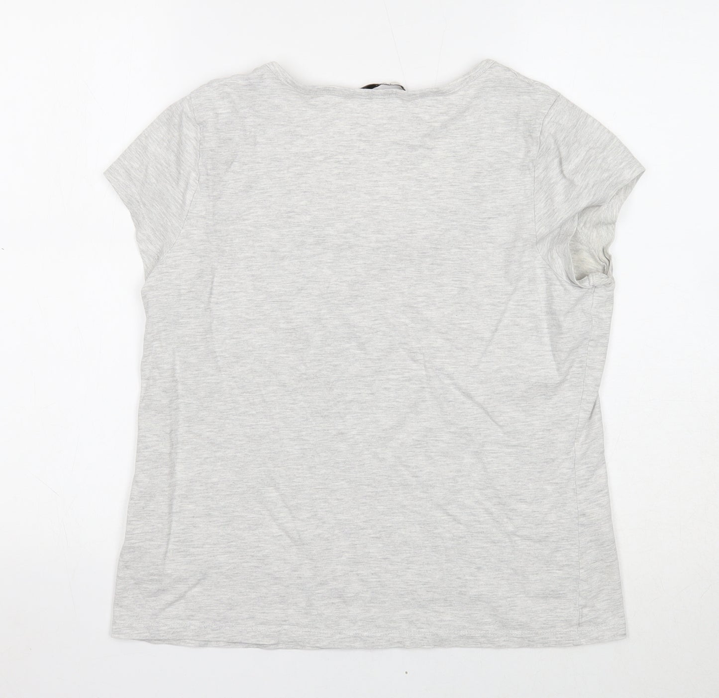 TU Womens Grey Cotton Basic T-Shirt Size 14 Round Neck - Animals