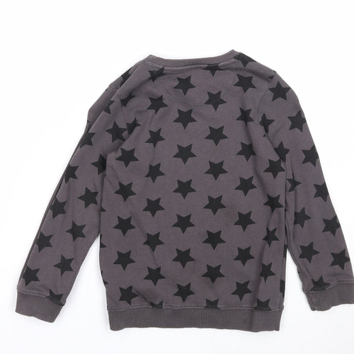 Nutmeg Boys Grey Geometric Cotton Pullover Sweatshirt Size 5-6 Years Pullover - Star Pattern