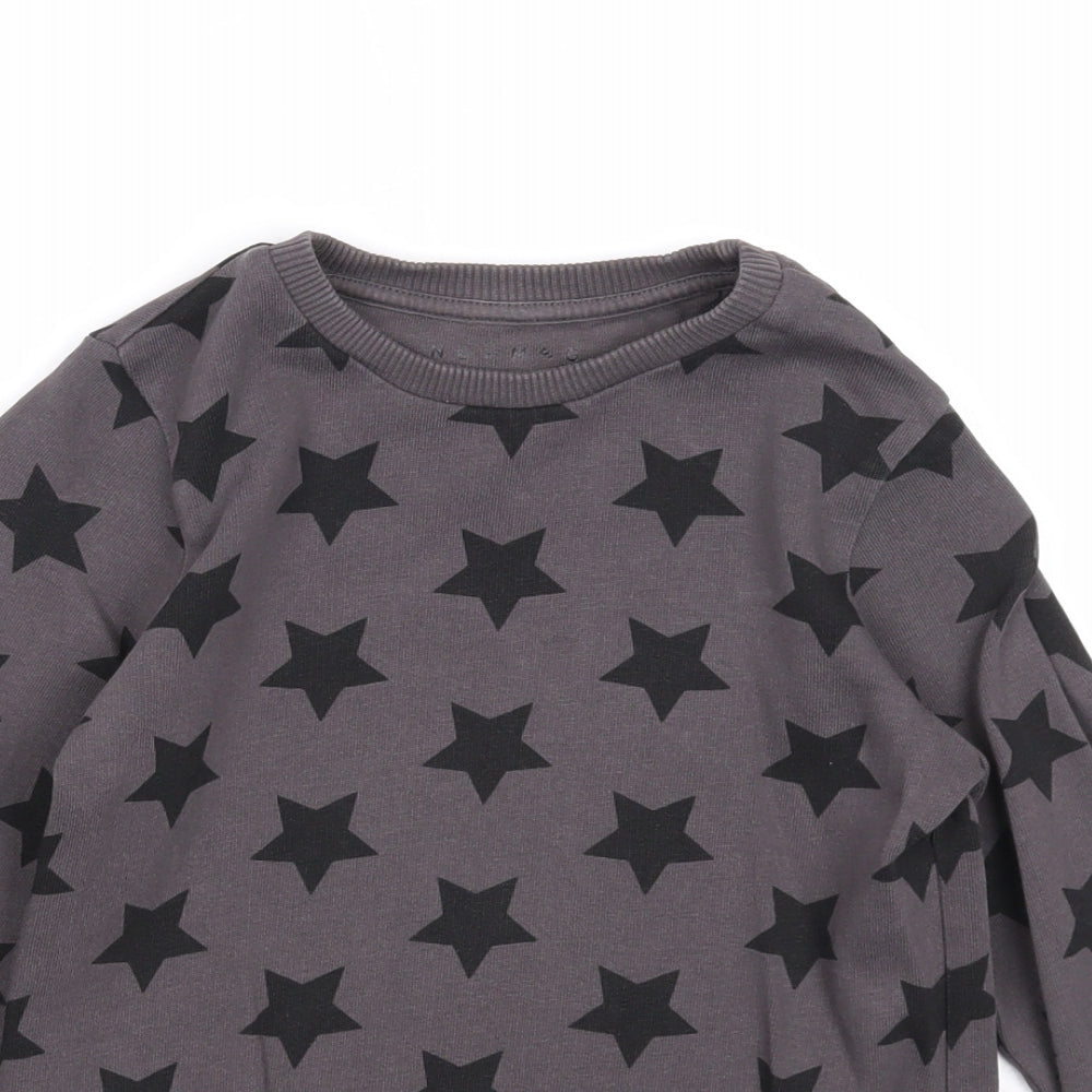 Nutmeg Boys Grey Geometric Cotton Pullover Sweatshirt Size 5-6 Years Pullover - Star Pattern