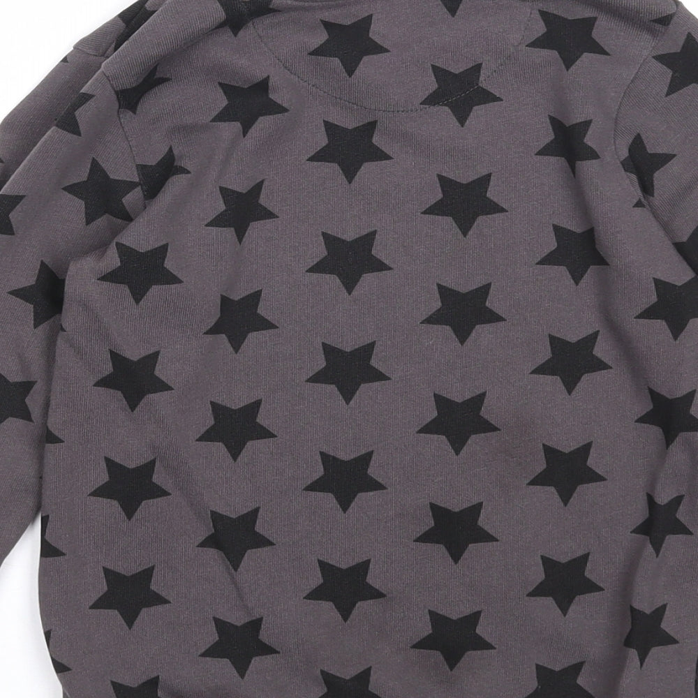 Nutmeg Boys Grey Geometric Cotton Pullover Sweatshirt Size 5-6 Years Pullover - Star Pattern