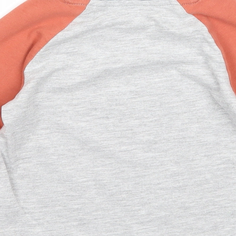 NEXT Boys Grey Cotton Basic T-Shirt Size 9-12 Months Round Neck Pullover - Tractor