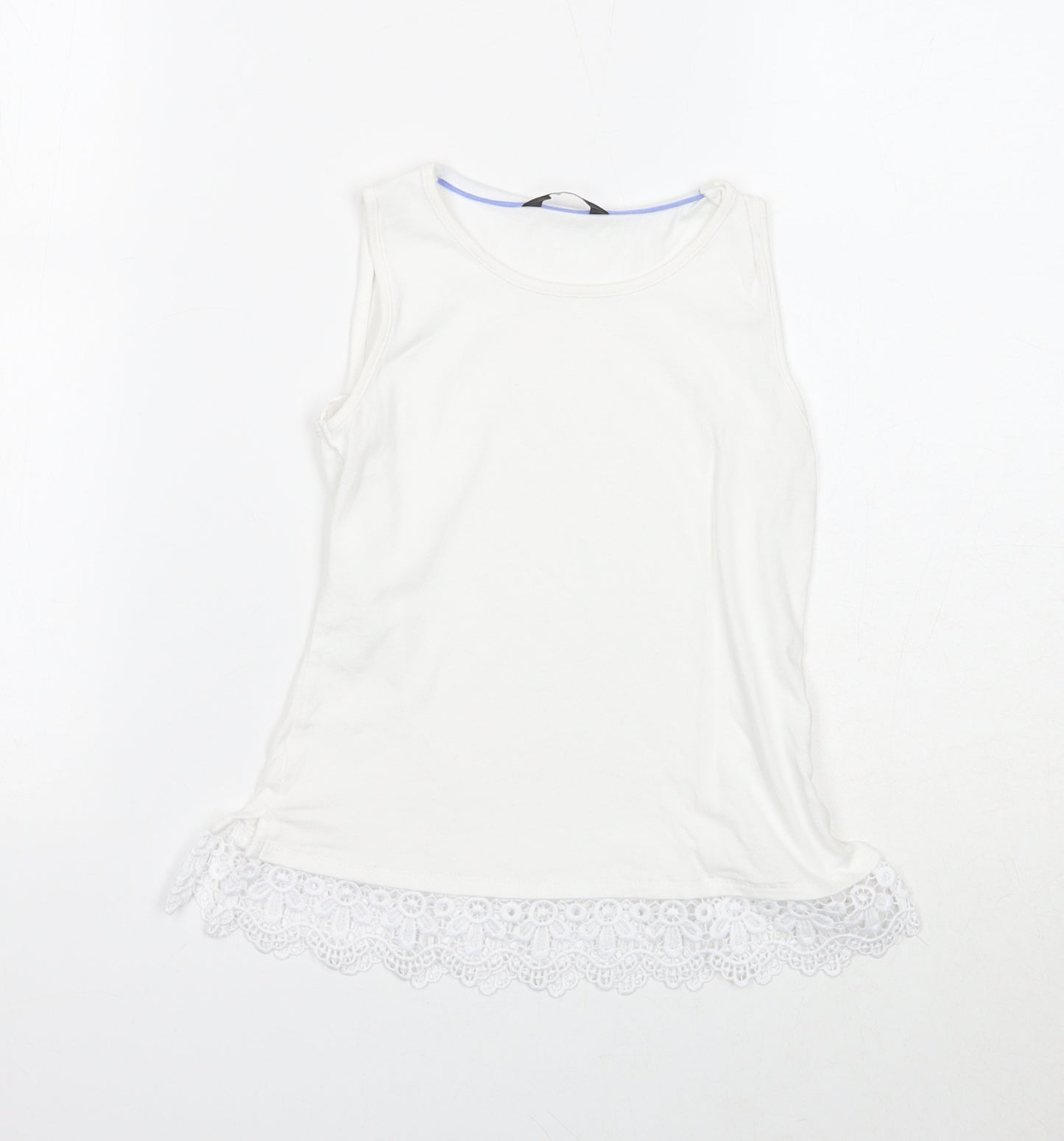 George Girls White Cotton Basic Tank Size 7-8 Years Round Neck Pullover