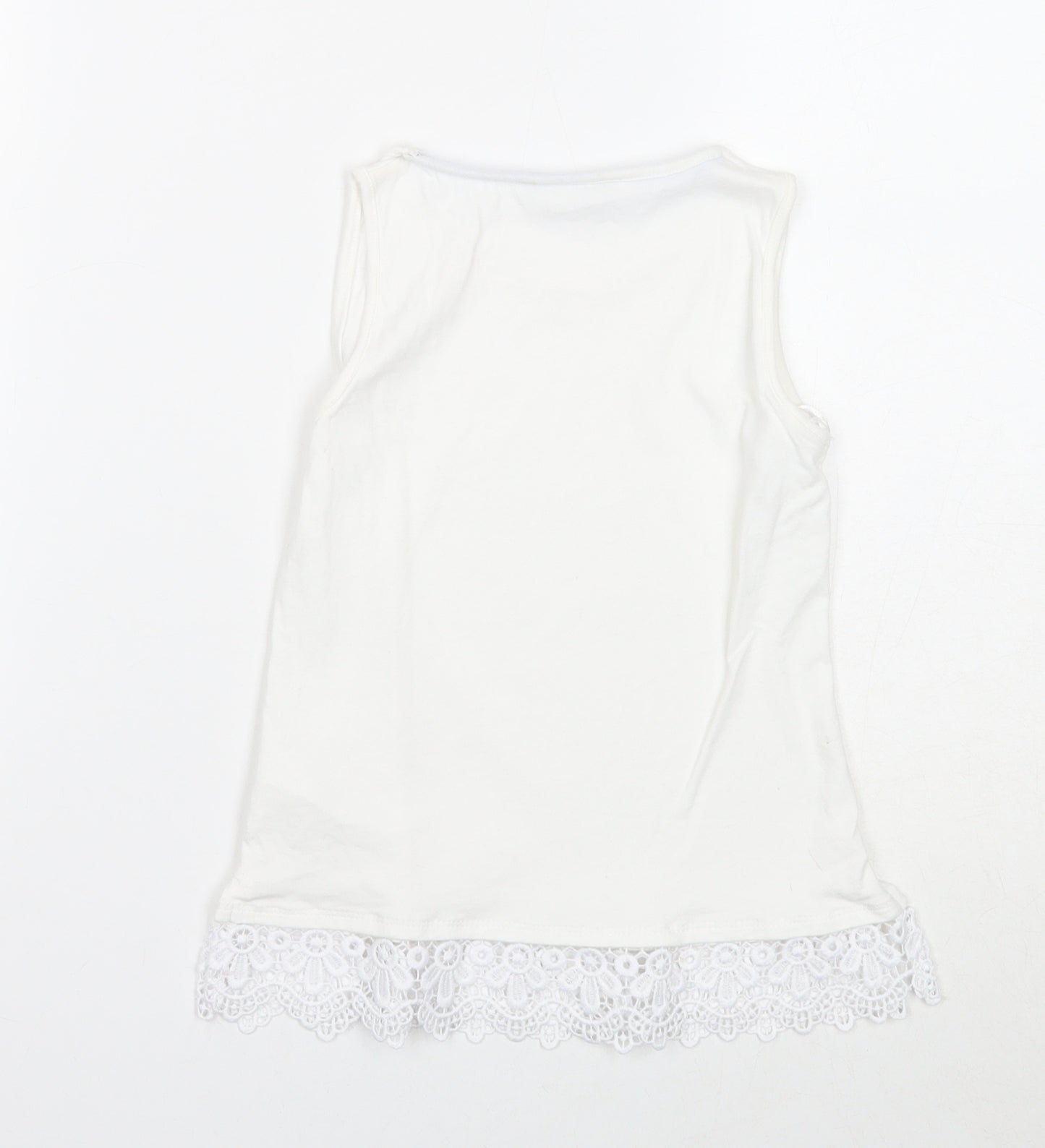 George Girls White Cotton Basic Tank Size 7-8 Years Round Neck Pullover