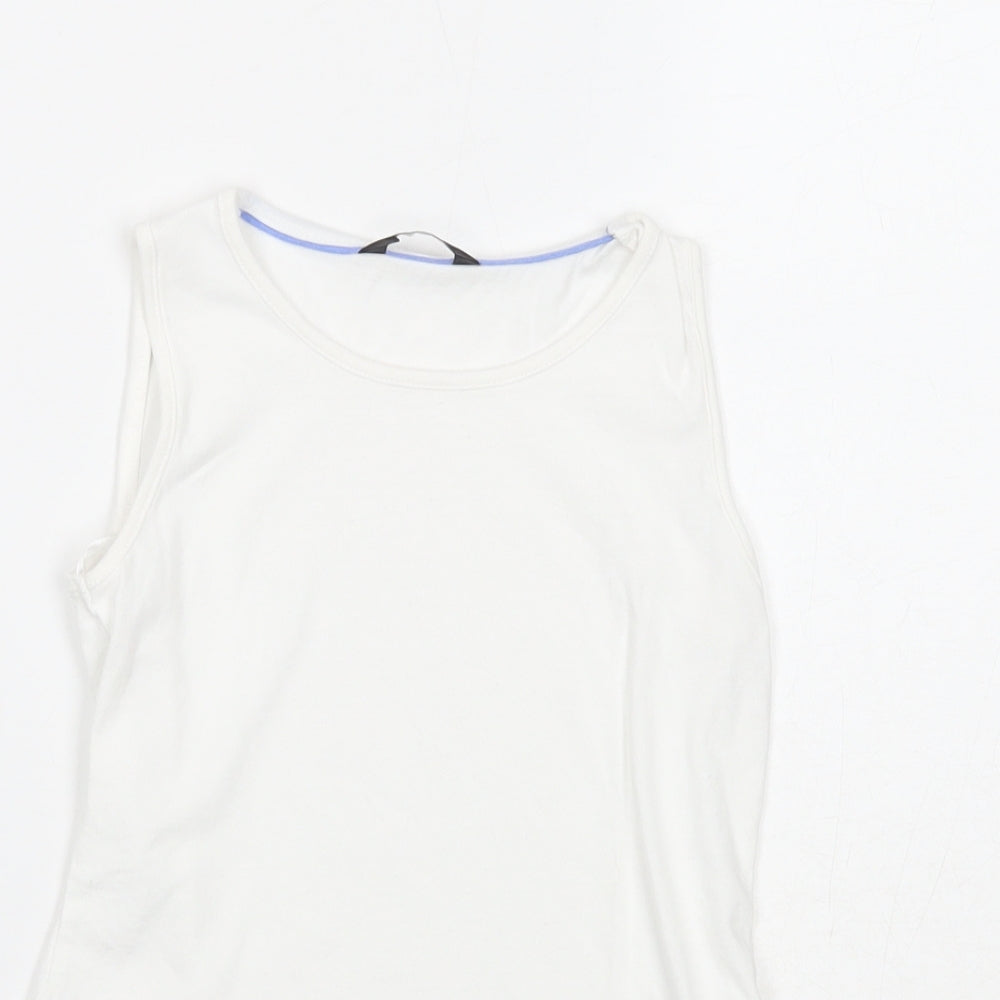 George Girls White Cotton Basic Tank Size 7-8 Years Round Neck Pullover