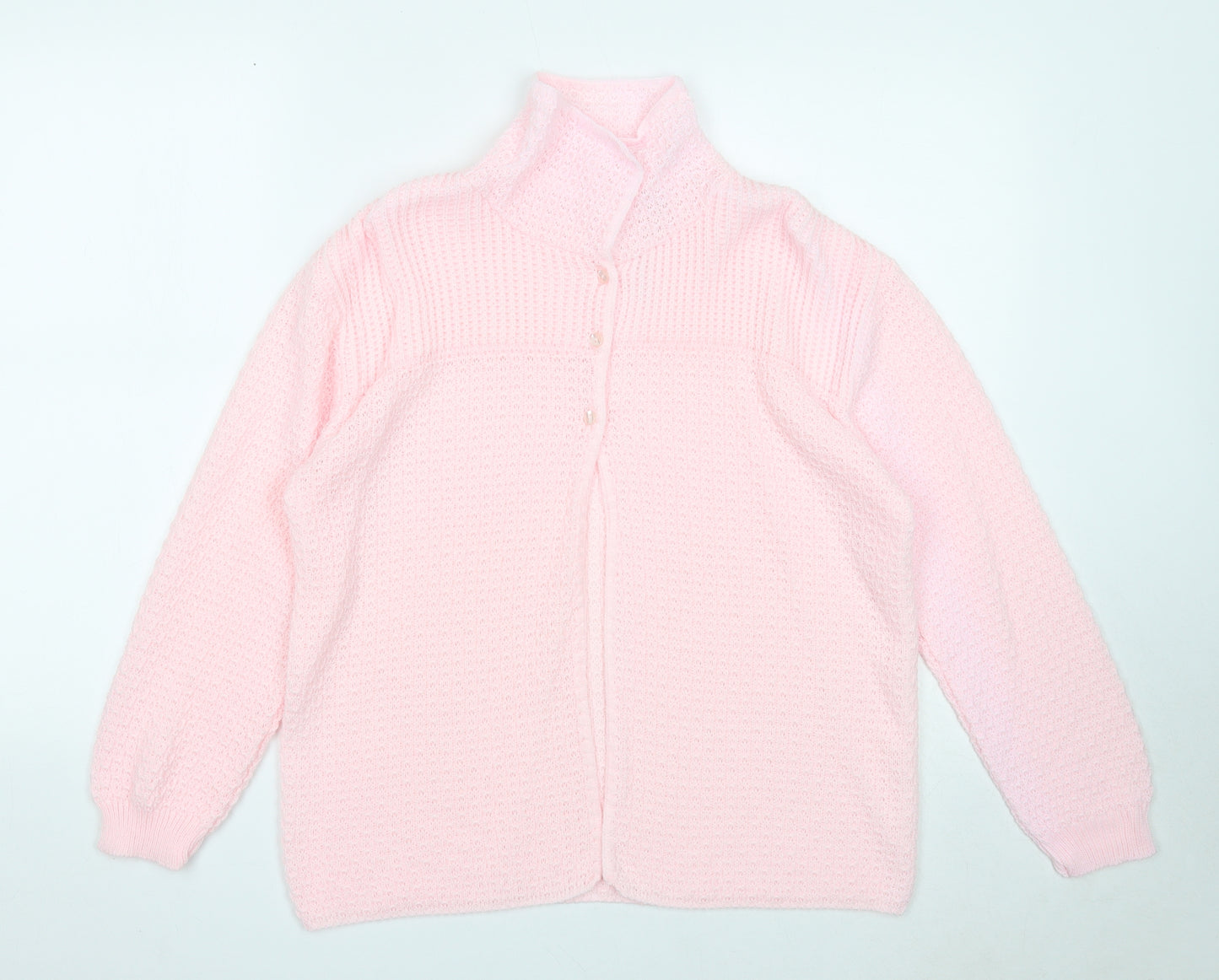 Marlon Womens Pink Collared Acrylic Cardigan Jumper Size 12