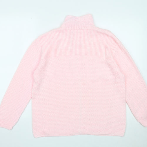 Marlon Womens Pink Collared Acrylic Cardigan Jumper Size 12