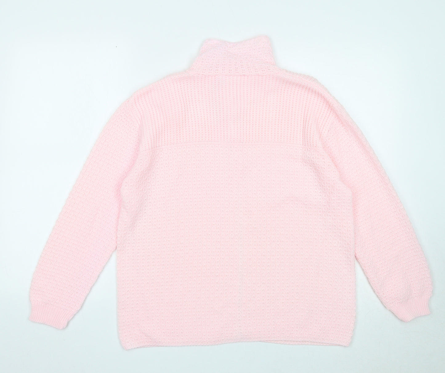 Marlon Womens Pink Collared Acrylic Cardigan Jumper Size 12