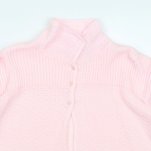 Marlon Womens Pink Collared Acrylic Cardigan Jumper Size 12