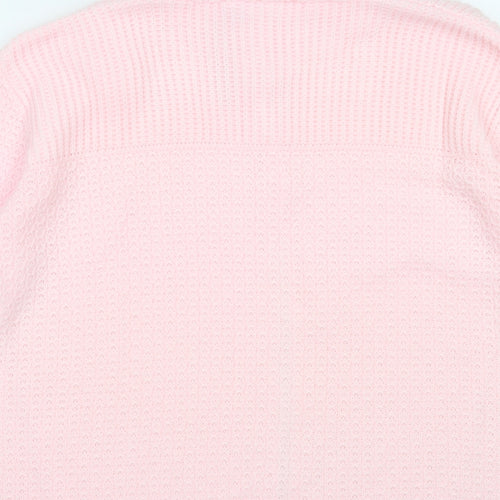 Marlon Womens Pink Collared Acrylic Cardigan Jumper Size 12