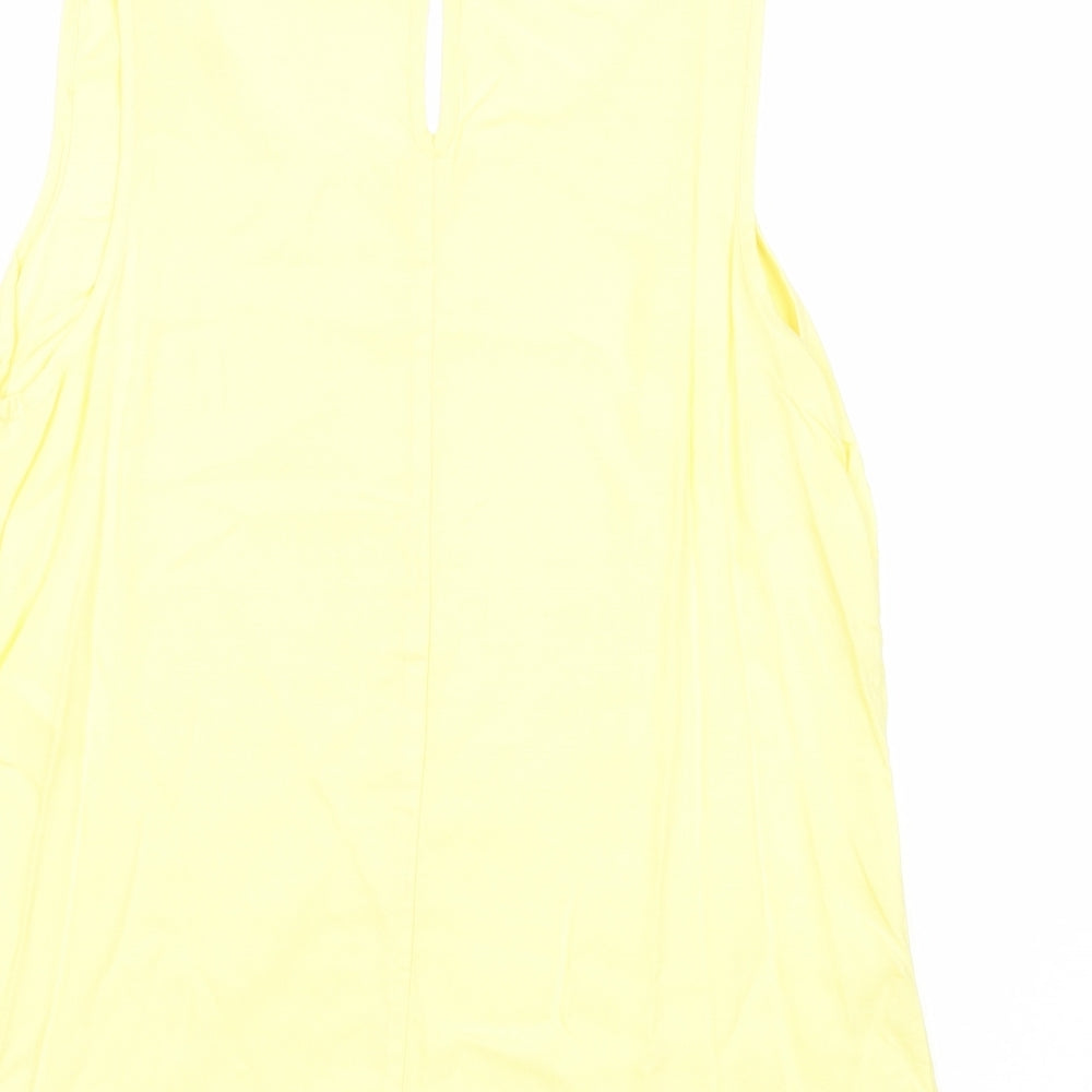 Peacocks Womens Yellow Viscose Basic Tank Size 12 Round Neck