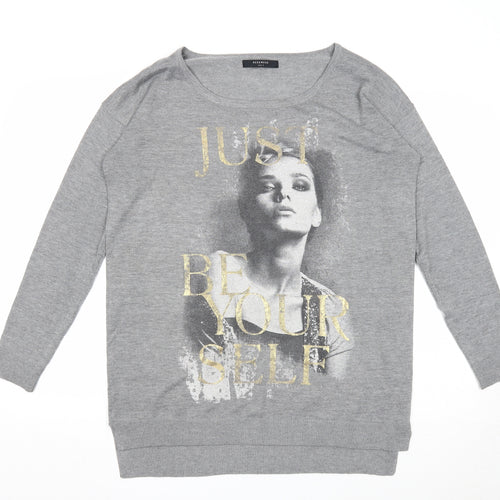 RESERVED Womens Grey Boat Neck Acrylic Pullover Jumper Size L - Just Be Yourself