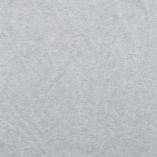 Bershka Womens Silver Cotton Basic Blouse Size S Round Neck