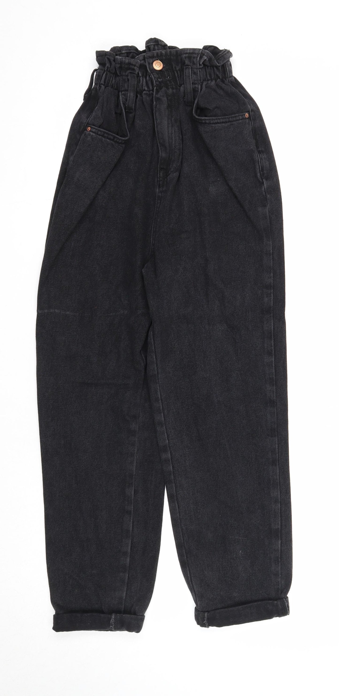 New Look Womens Black Cotton Straight Jeans Size 6 Regular Zip - Waist 17 inches