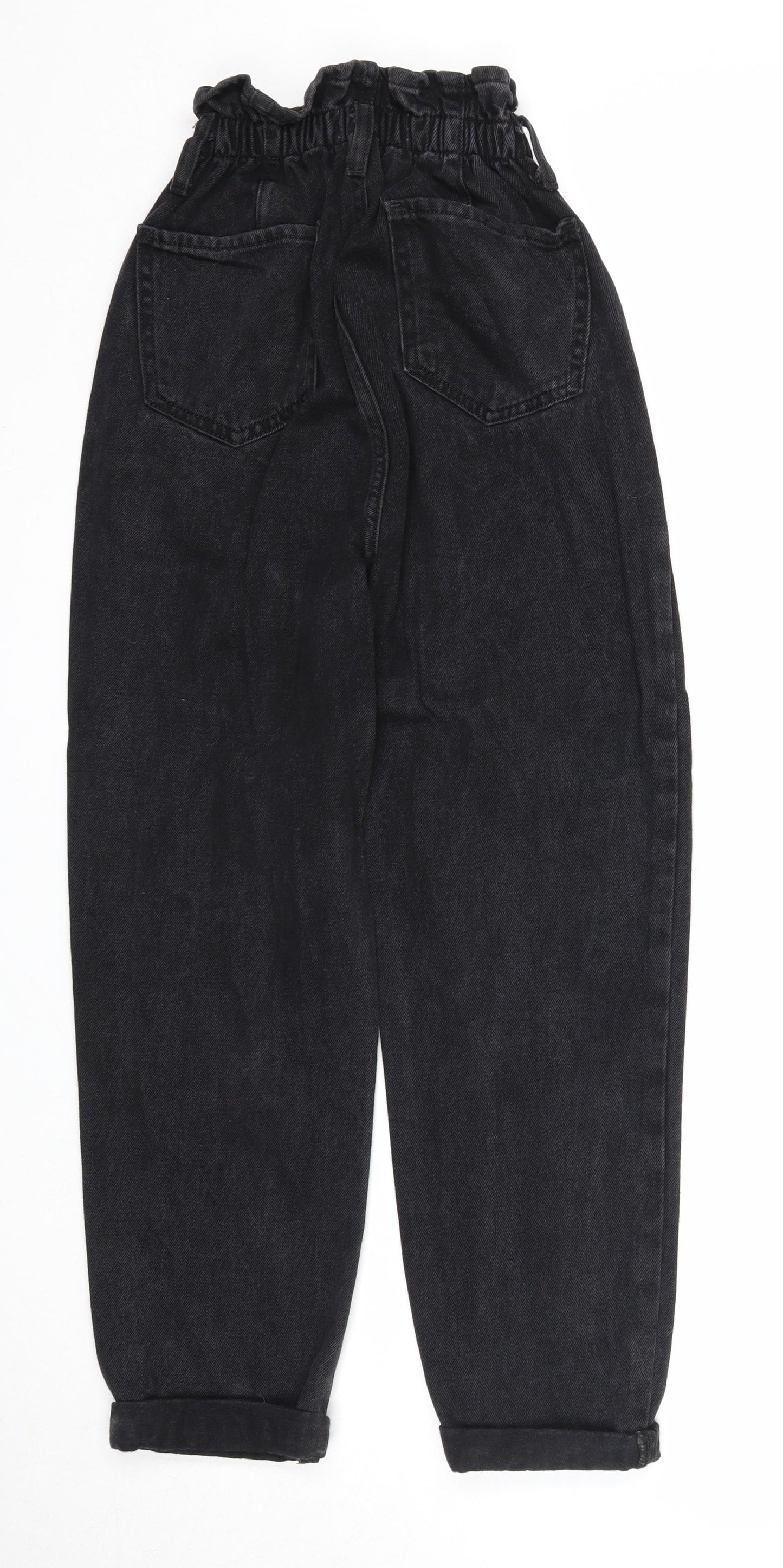 New Look Womens Black Cotton Straight Jeans Size 6 Regular Zip - Waist 17 inches