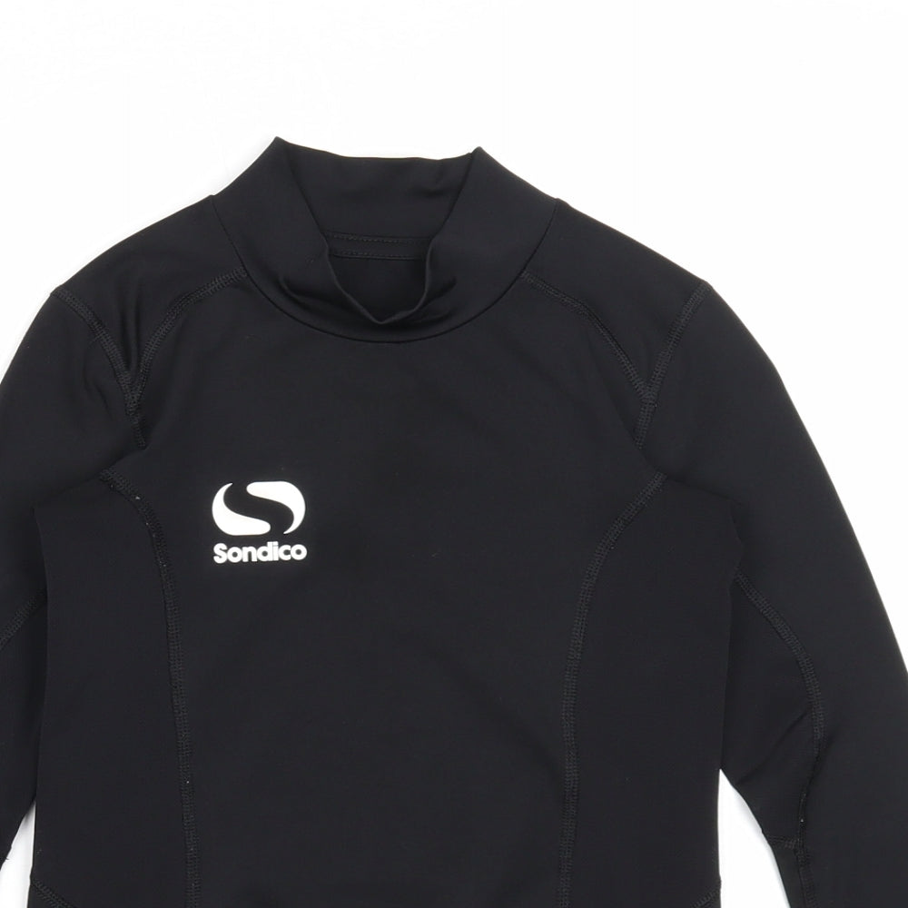 Sondico Boys Black Polyester Basic T-Shirt Size 9-10 Years Mock Neck Pullover