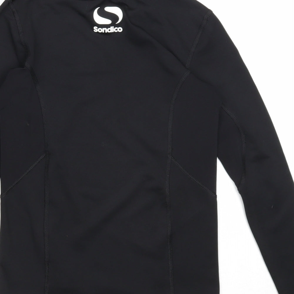 Sondico Boys Black Polyester Basic T-Shirt Size 9-10 Years Mock Neck Pullover