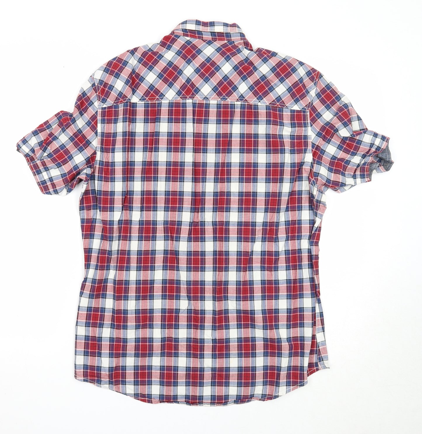 NEXT Mens Multicoloured Plaid Cotton Button-Up Size M Collared Button
