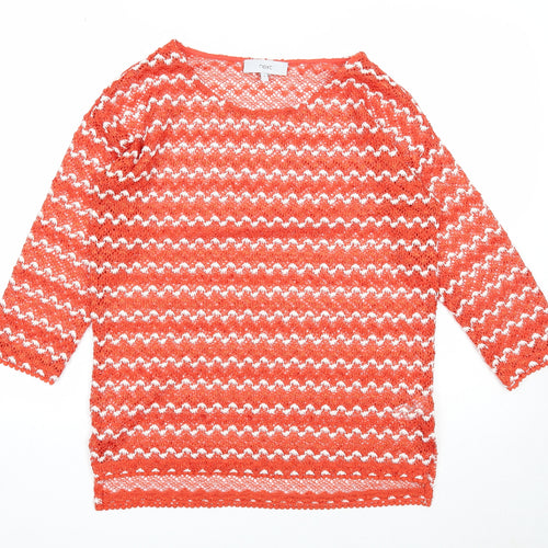 NEXT Womens Orange Boat Neck Geometric Polyester Pullover Jumper Size 8