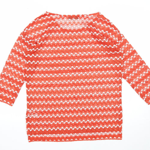NEXT Womens Orange Boat Neck Geometric Polyester Pullover Jumper Size 8