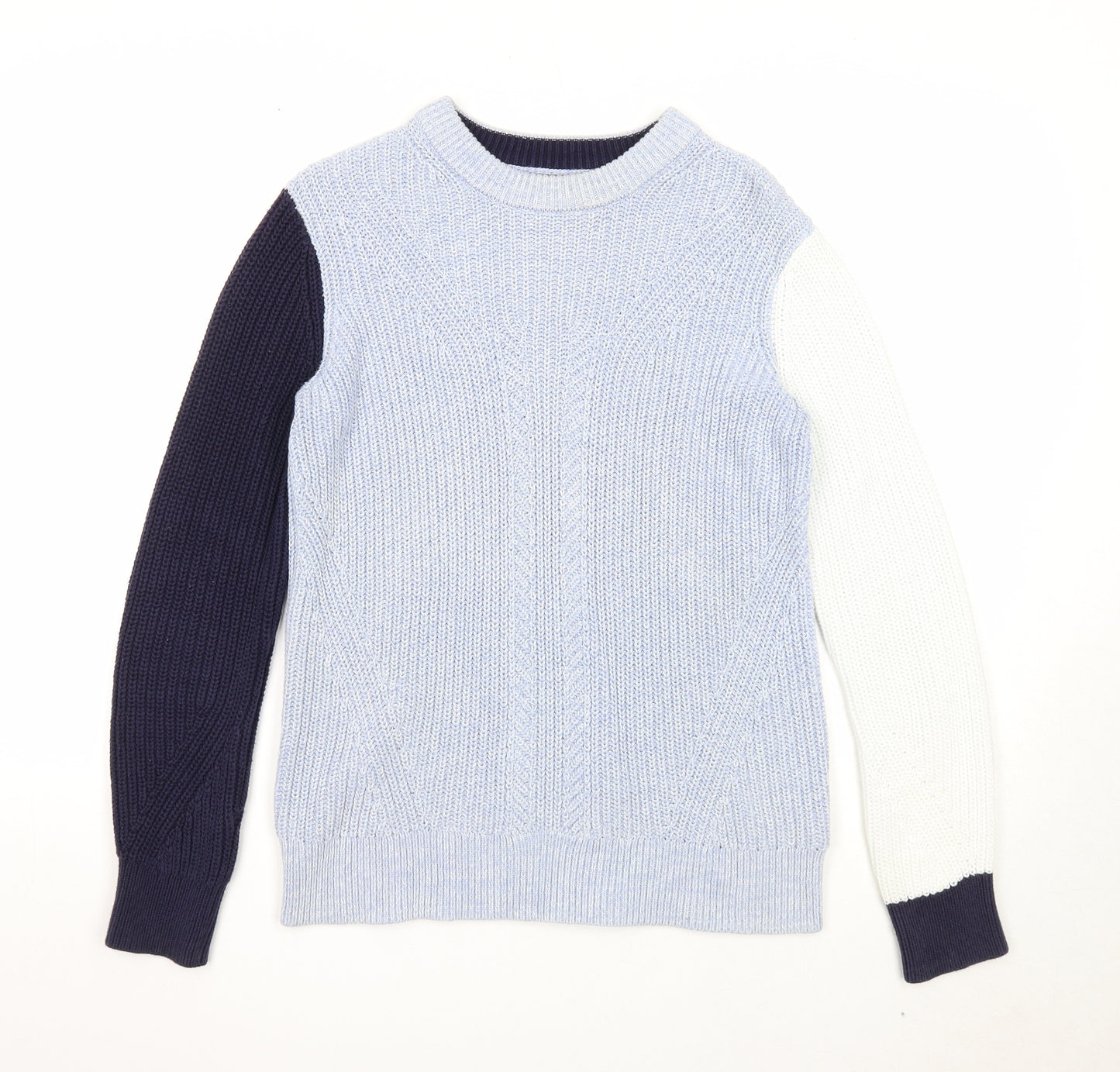 Marks and Spencer Womens Blue Boat Neck Cotton Pullover Jumper Size S