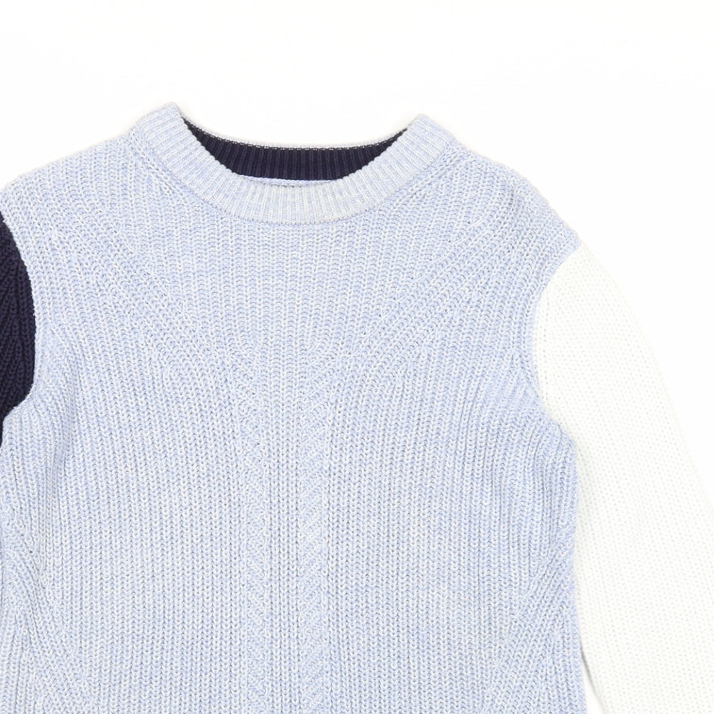 Marks and Spencer Womens Blue Boat Neck Cotton Pullover Jumper Size S