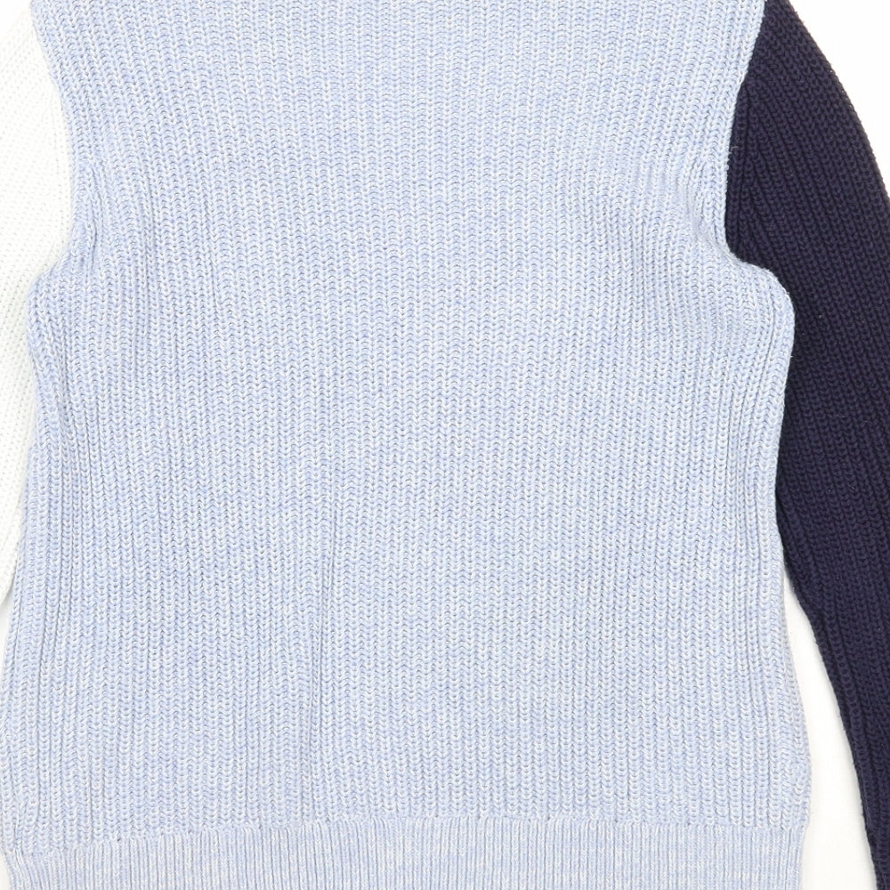 Marks and Spencer Womens Blue Boat Neck Cotton Pullover Jumper Size S