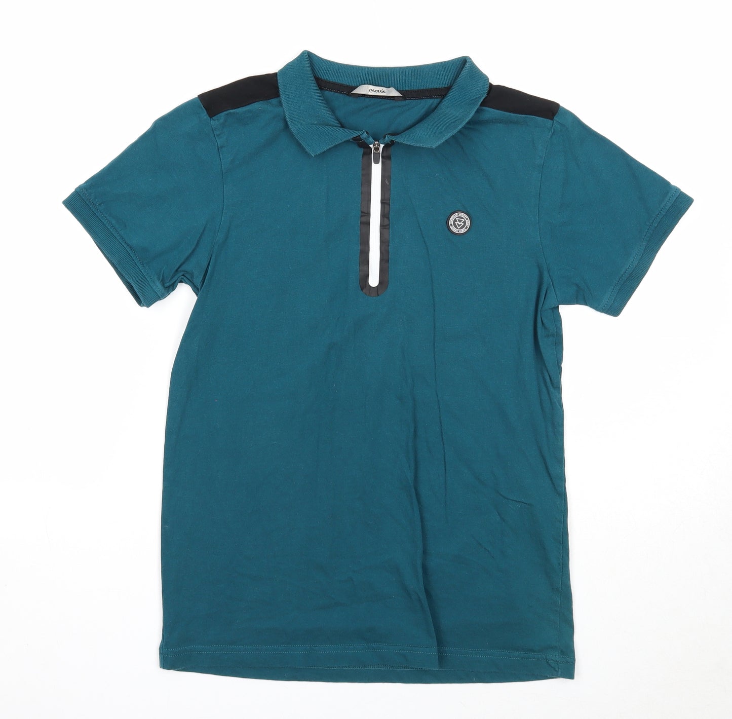 George Boys Grey Cotton Basic Polo Size 12-13 Years Collared Zip