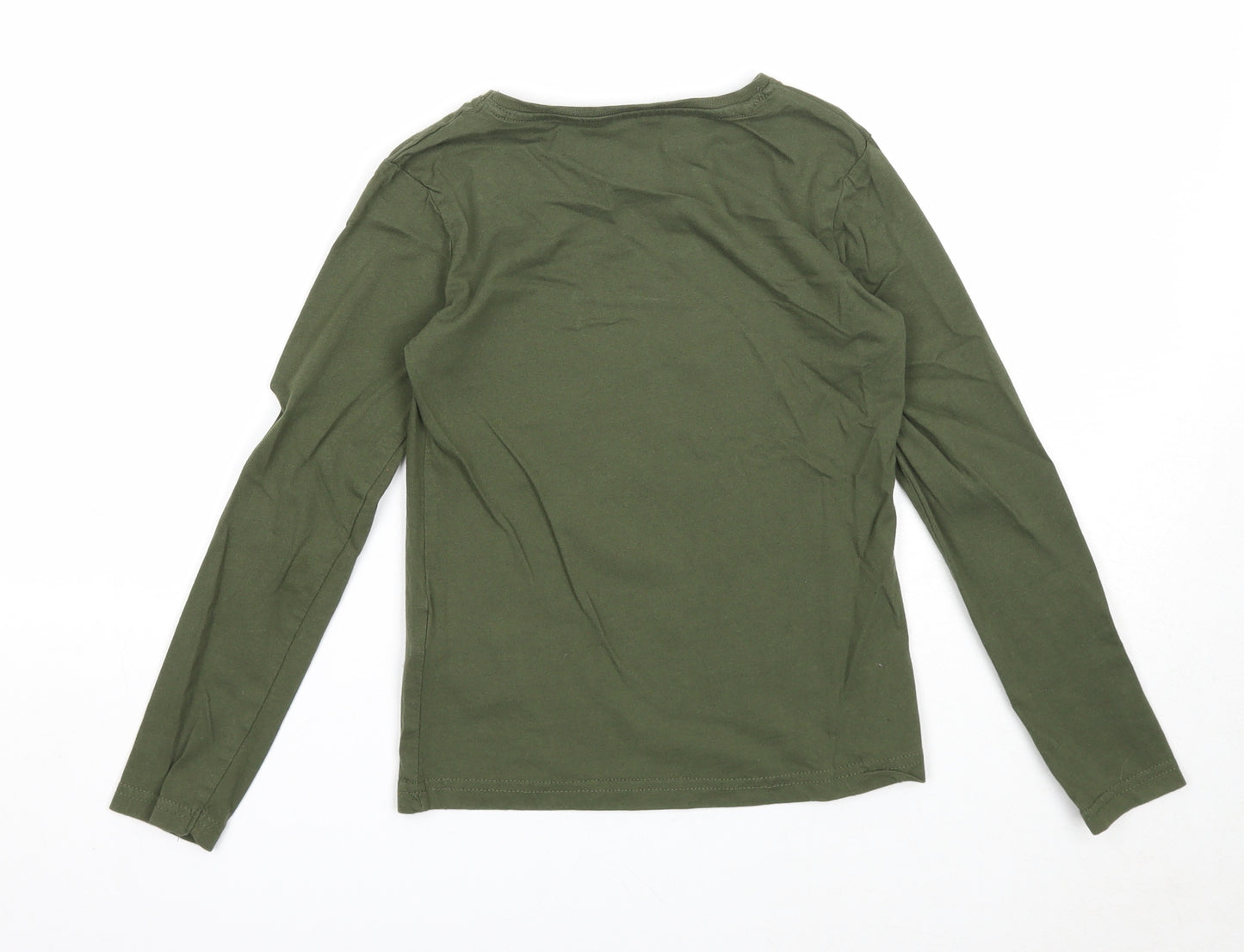Primark Girls Green Cotton Basic T-Shirt Size 8-9 Years Round Neck Pullover - Believe In Yourself