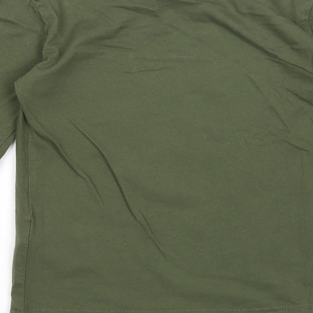 Primark Girls Green Cotton Basic T-Shirt Size 8-9 Years Round Neck Pullover - Believe In Yourself