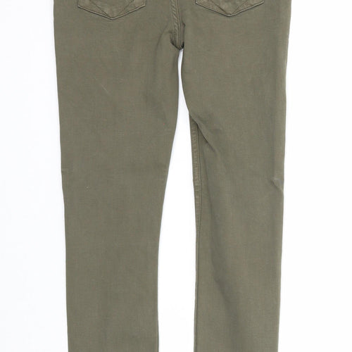 River Island Girls Green Cotton Skinny Jeans Size 10 Years Regular Zip - Distressed