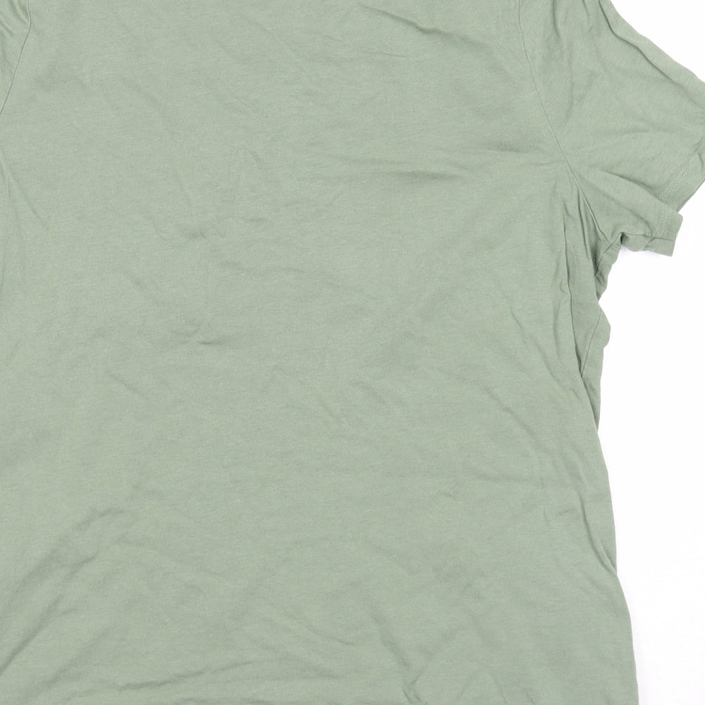 Preworn Womens Green Cotton Basic T-Shirt Size 14 Round Neck