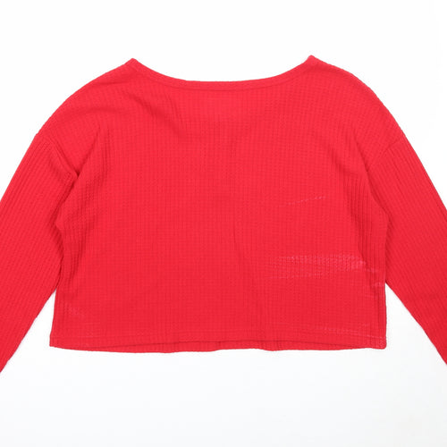 Primark Womens Red Boat Neck Polyester Pullover Jumper Size 12