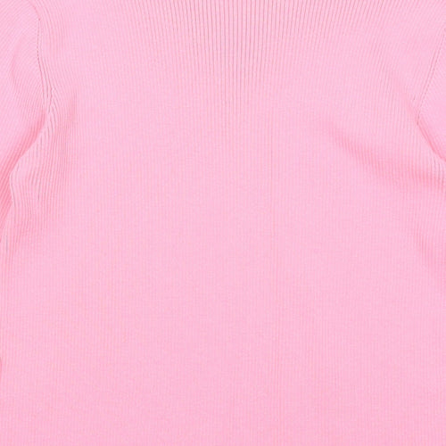 Debbie Morgan Womens Pink Scoop Neck Cotton Pullover Jumper Size L - Ribbed