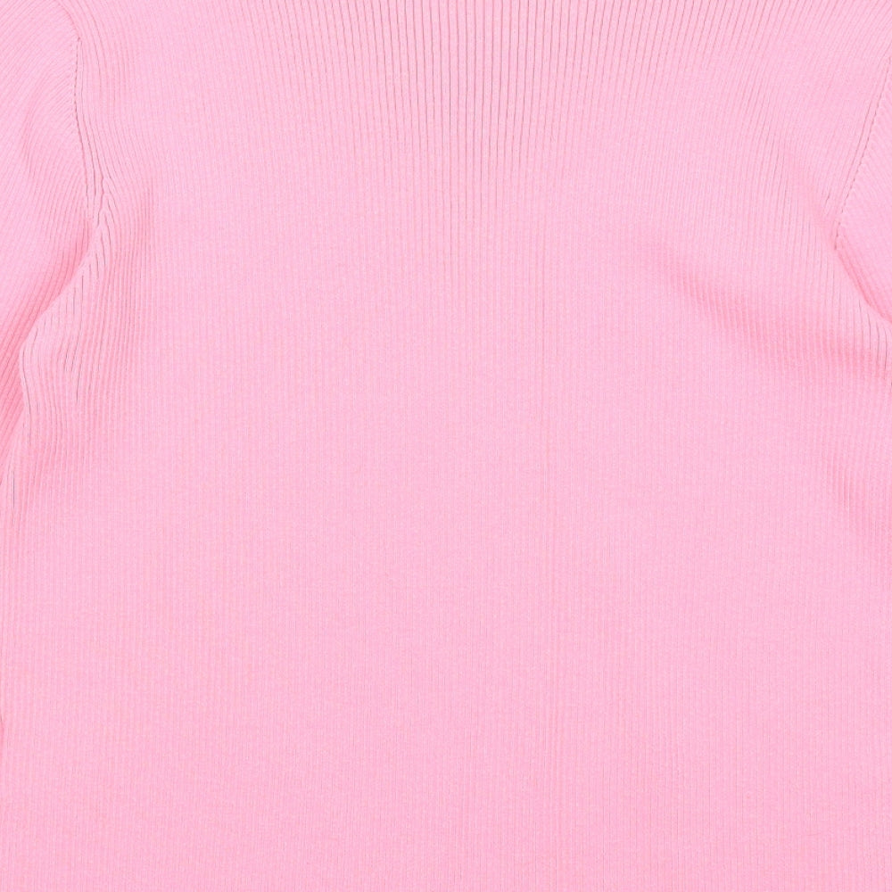 Debbie Morgan Womens Pink Scoop Neck Cotton Pullover Jumper Size L - Ribbed