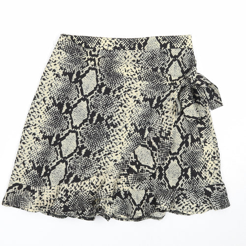 Nasty Gal Womens Multicoloured Animal Print Polyester Wrap Skirt Size 4 Zip - Snakeskin Pattern