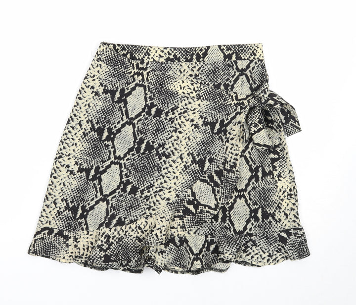 Nasty Gal Womens Multicoloured Animal Print Polyester Wrap Skirt Size 4 Zip - Snakeskin Pattern
