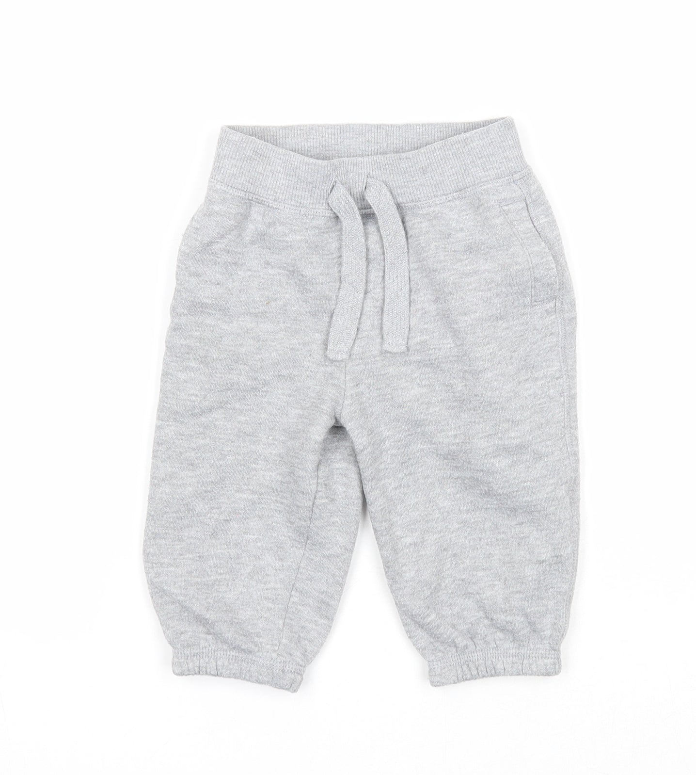 Preworn Boys Grey Polyester Jogger Trousers Size 9-12 Months Drawstring