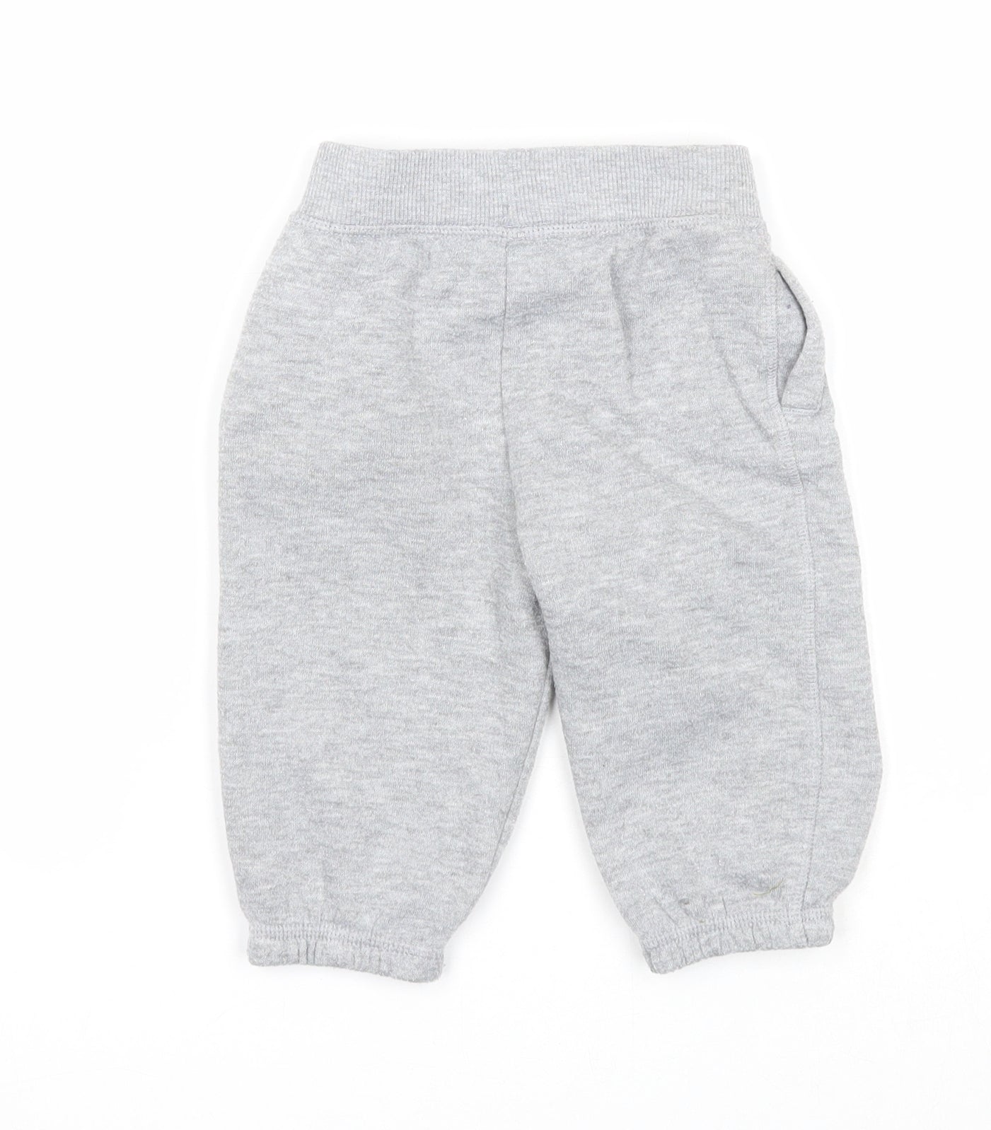 Preworn Boys Grey Polyester Jogger Trousers Size 9-12 Months Drawstring