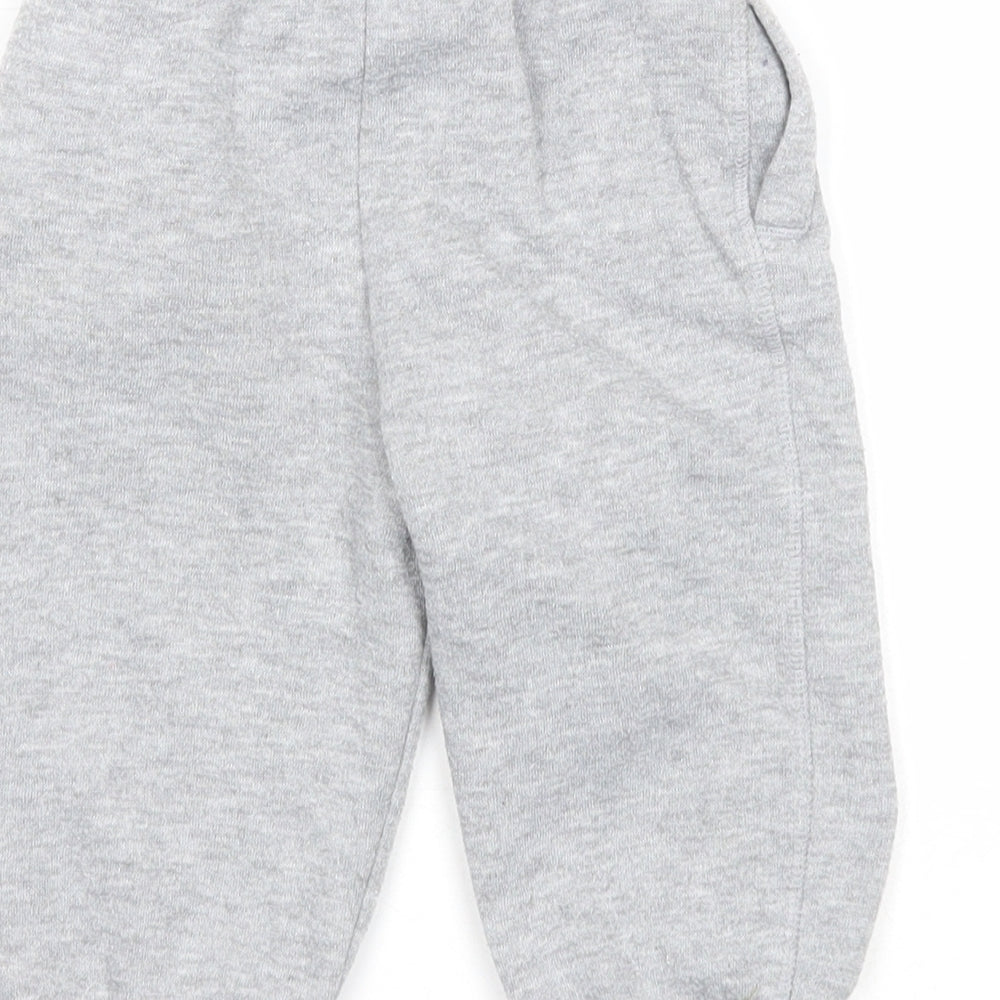 Preworn Boys Grey Polyester Jogger Trousers Size 9-12 Months Drawstring