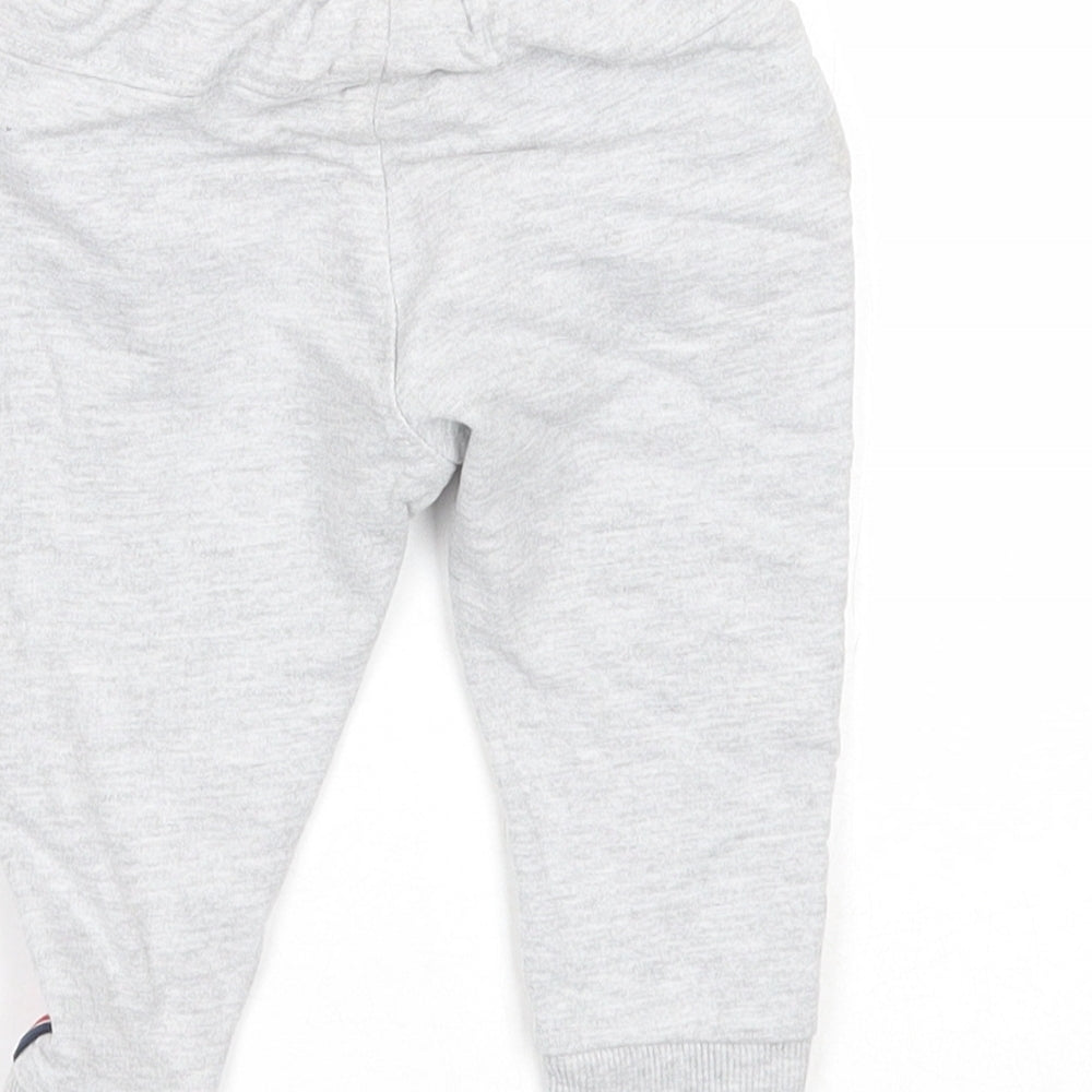 Fagottino Boys Grey Cotton Jogger Trousers Size 9-12 Months Drawstring - Side Stripe Detail