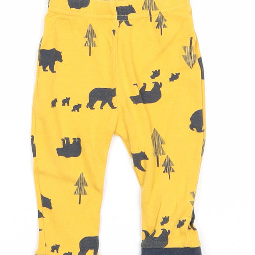 Nutmeg Boys Yellow Geometric Cotton Jogger Trousers Size 6-9 Months Pullover - Bear Pattern