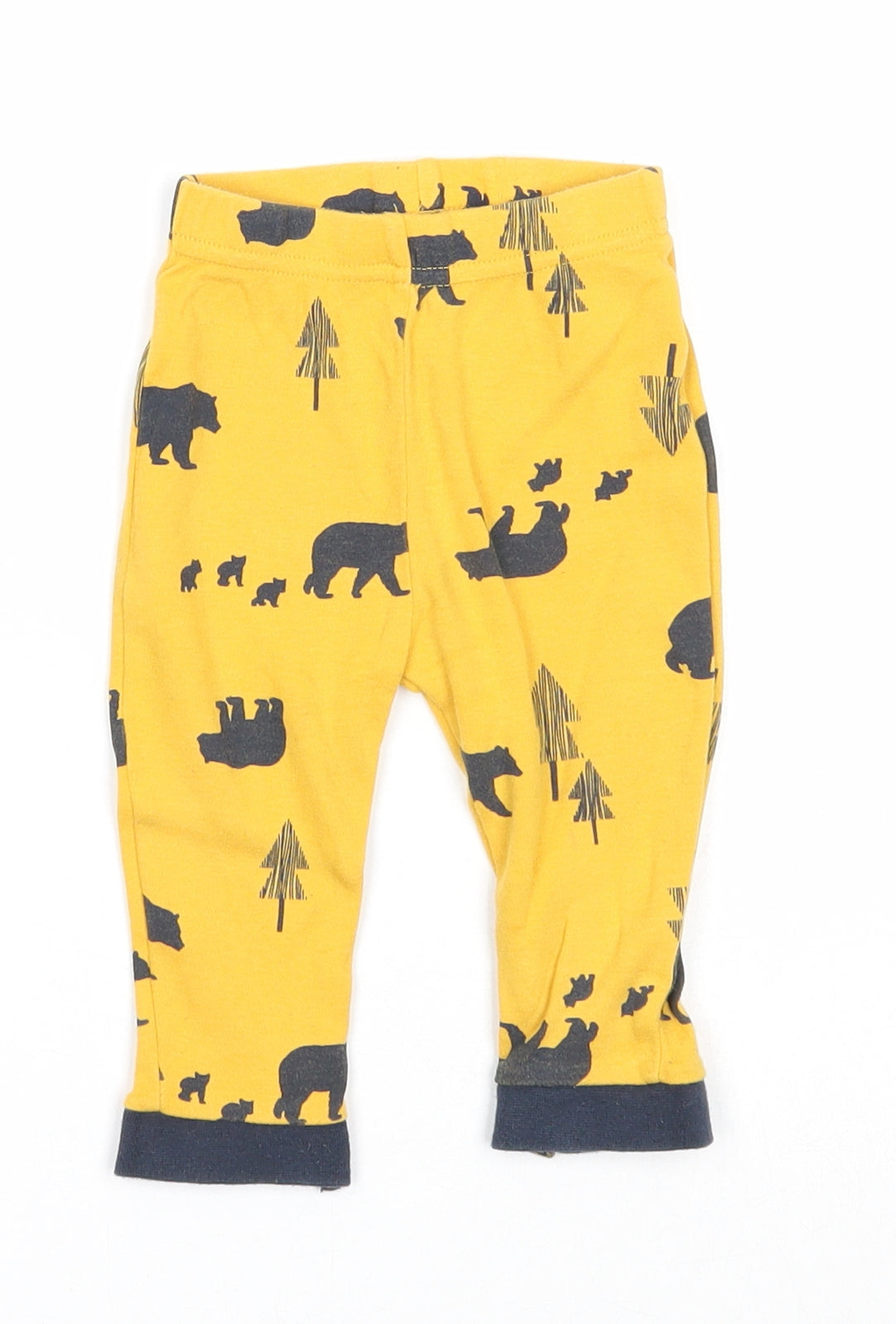 Nutmeg Boys Yellow Geometric Cotton Jogger Trousers Size 6-9 Months Pullover - Bear Pattern