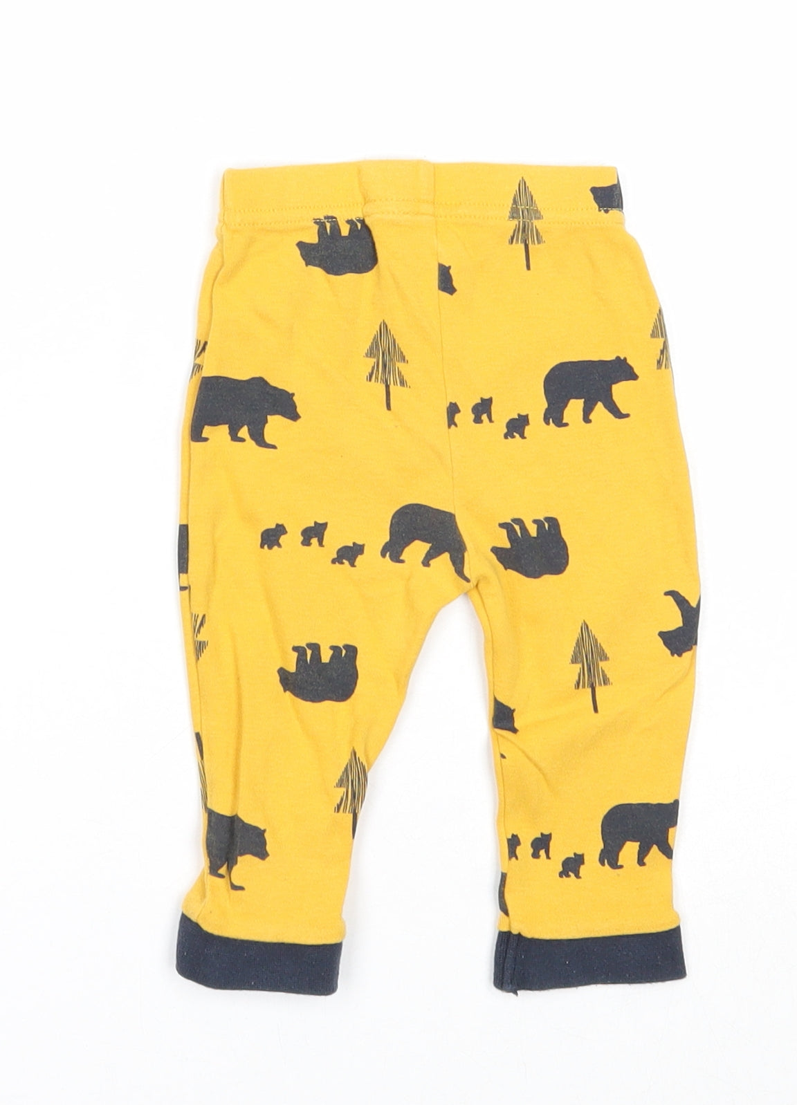 Nutmeg Boys Yellow Geometric Cotton Jogger Trousers Size 6-9 Months Pullover - Bear Pattern