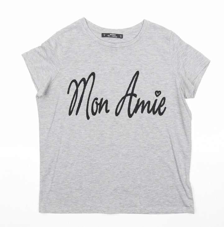 Miss Selfridge Womens Grey Polyester Basic T-Shirt Size 8 Round Neck - Mon Amie
