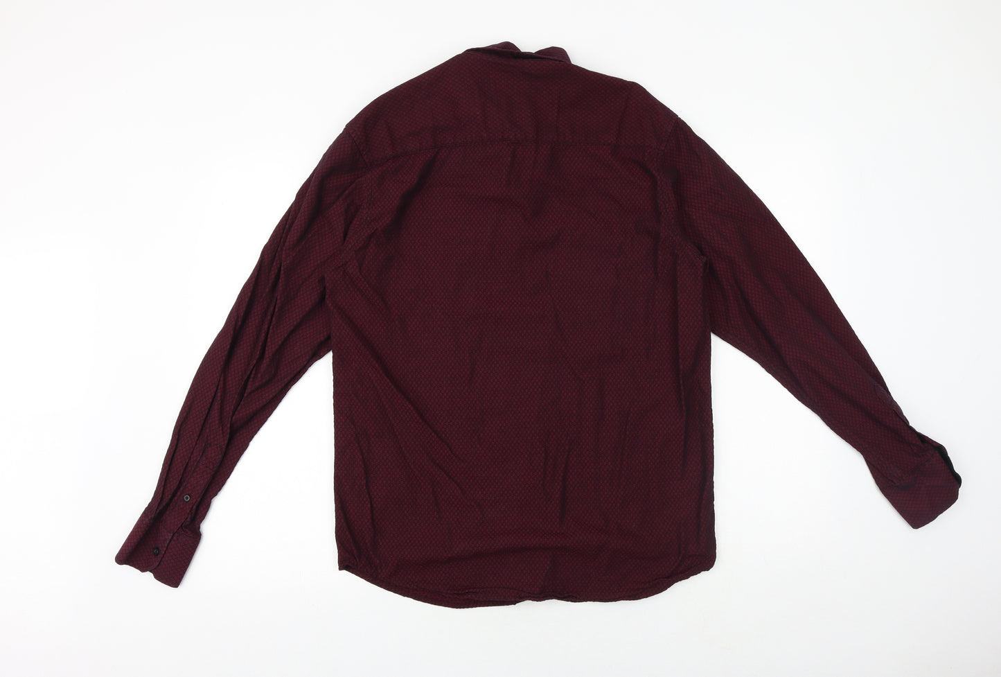 Pierre Cardin Mens Purple Cotton Button-Up Size M Collared Button