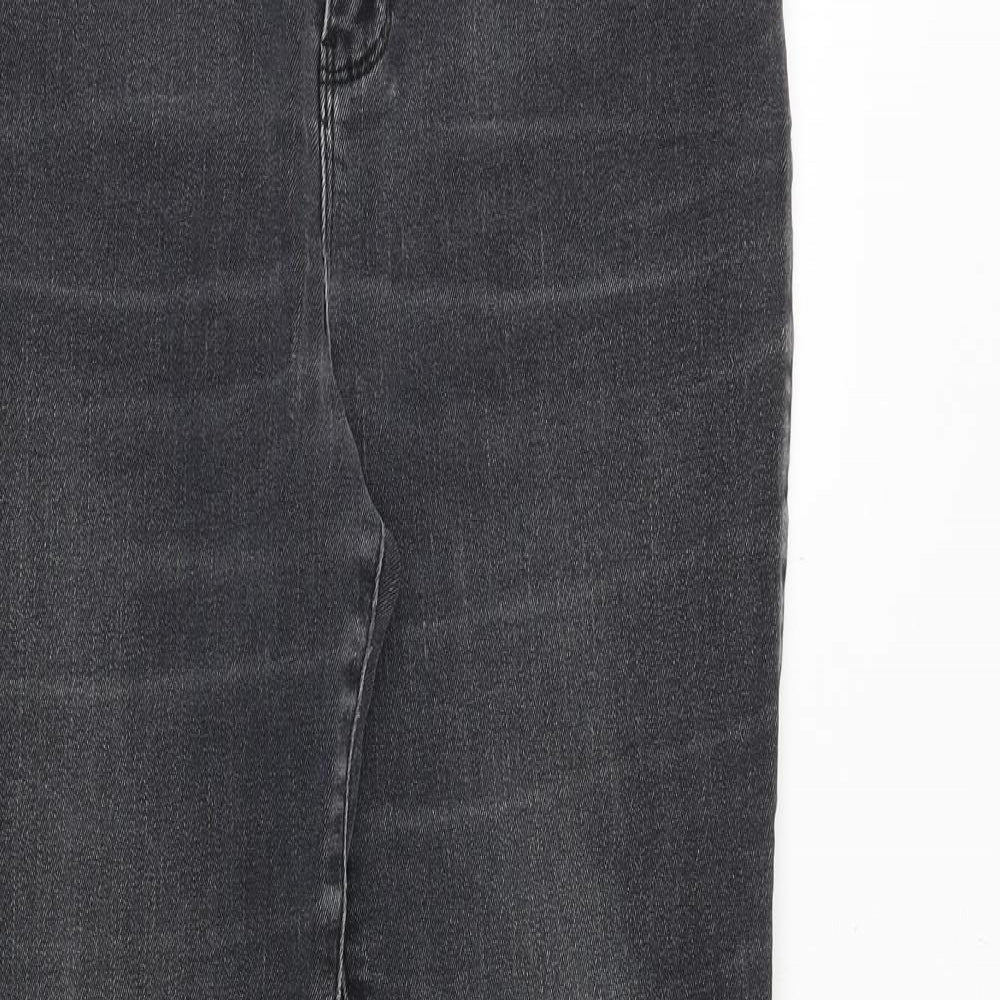 Now Womens Grey Cotton Straight Jeans Size 16 Regular Zip