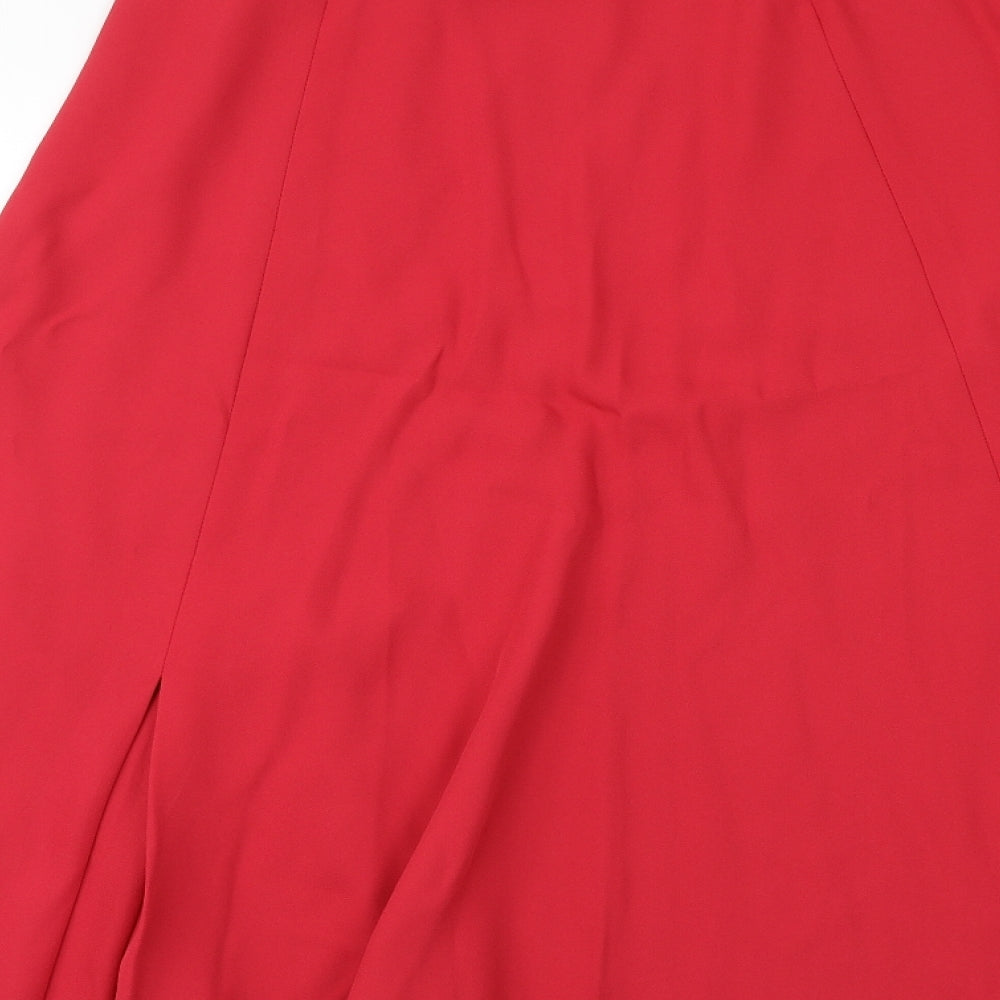Alexon Womens Red Polyester A-Line Skirt Size 14 Zip