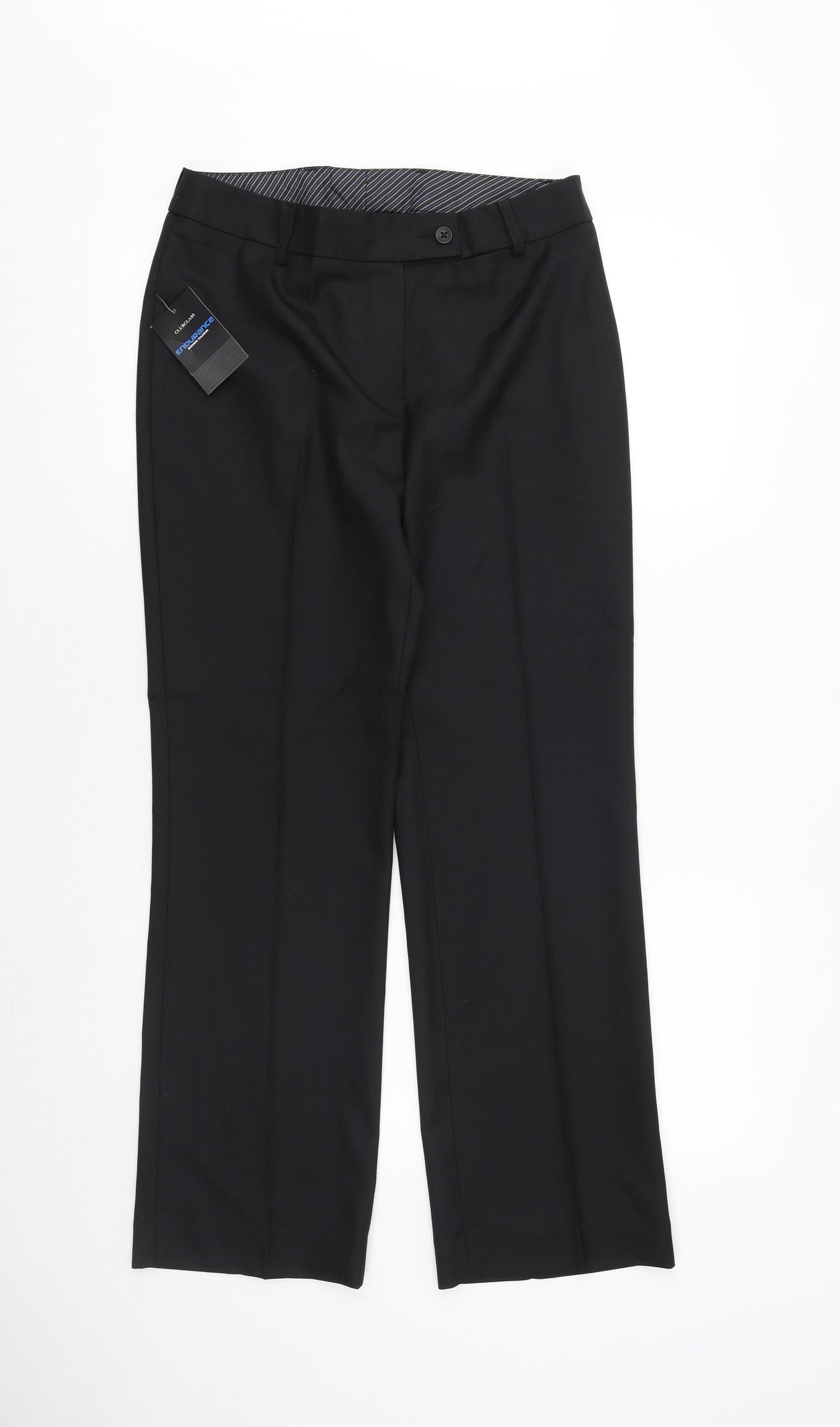 Clubclass Womens Black Polyester Dress Pants Trousers Size 10 Regular Zip