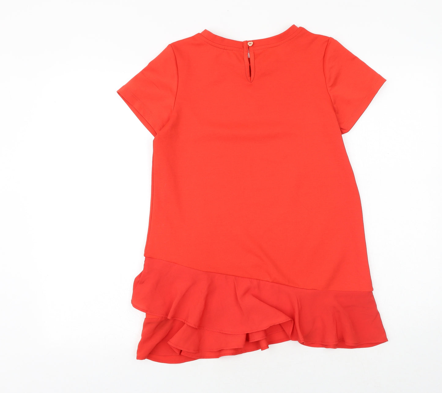 Ted Baker Girls Red Polyester A-Line Size 11-12 Years Round Neck Button